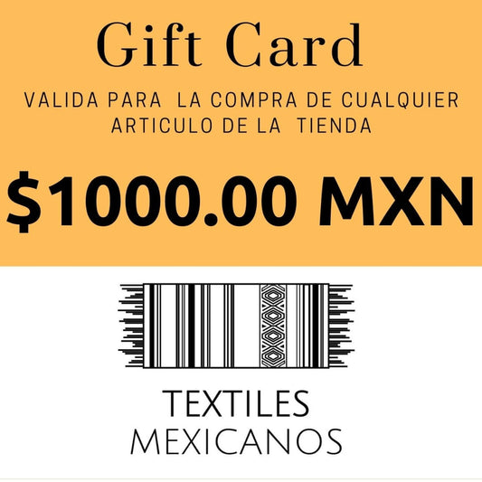 Tarjeta digital de regalo con valor de $1000 pesos mexicanos valida en toda la tienda