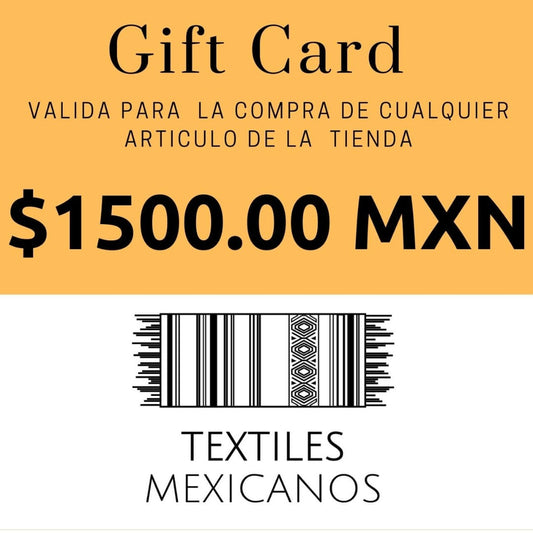Tarjeta digital de regalo con valor de $1500 pesos mexicanos valida en toda la tienda